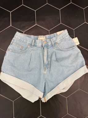 We The Free Light Blue Rolled Cuff Denim Shorts